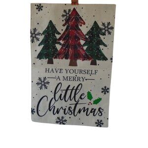 Festive Christmas Garden Flag Pine Trees Snow Flakes 12 x 18" Double Sided